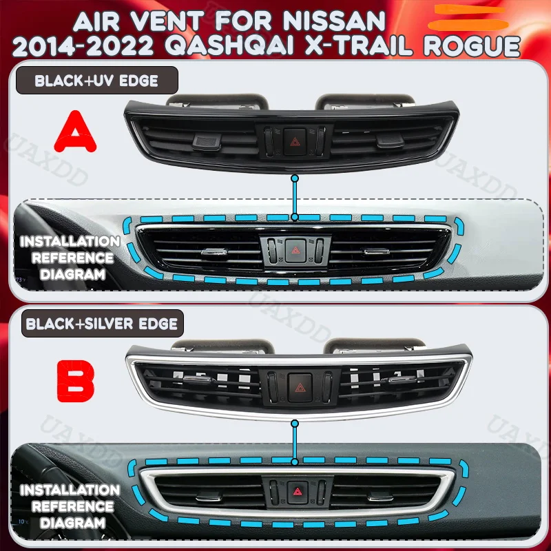 Air Conditioning Vent Grille Assembly Automotive A/C Ventilation AC 2 Din Car Outlet For 2014-2022 Nissan Qashqai X-Trail Rogue