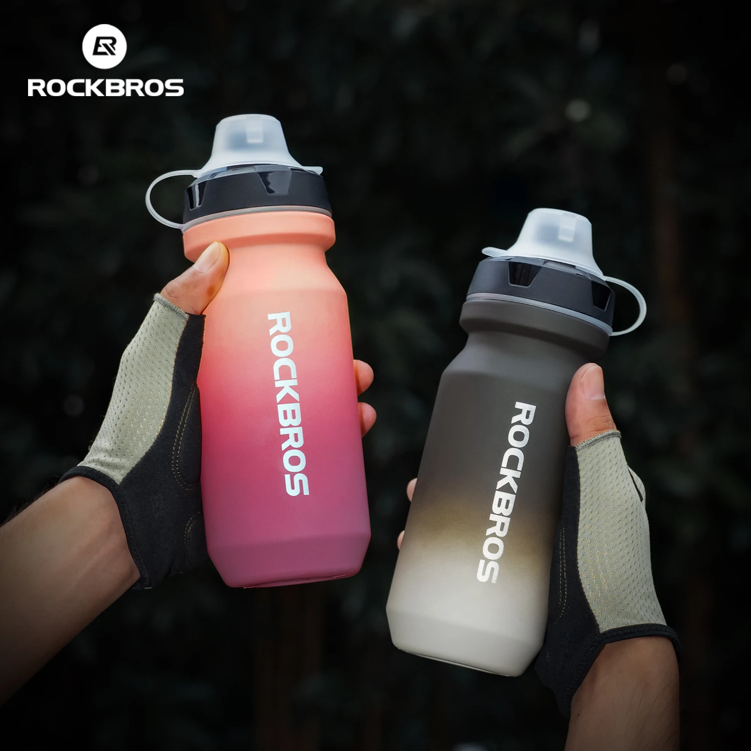 

ROCKBROS Велосипедная бутылка для воды емкостью 600/750 мл PP5 Герметичная бутылка для сдавливания Нескользящая с пылезащитной крышкой Спортивный чайник