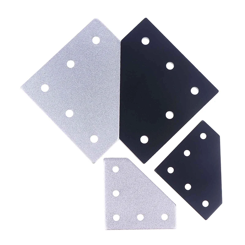 T/L نوع 5 حفرة لوحة مشتركة لوحة الزاوية ركيزة زاوية اتصال مشترك قطاع ل 2020 3030 الألومنيوم الشخصي الفضة/أسود