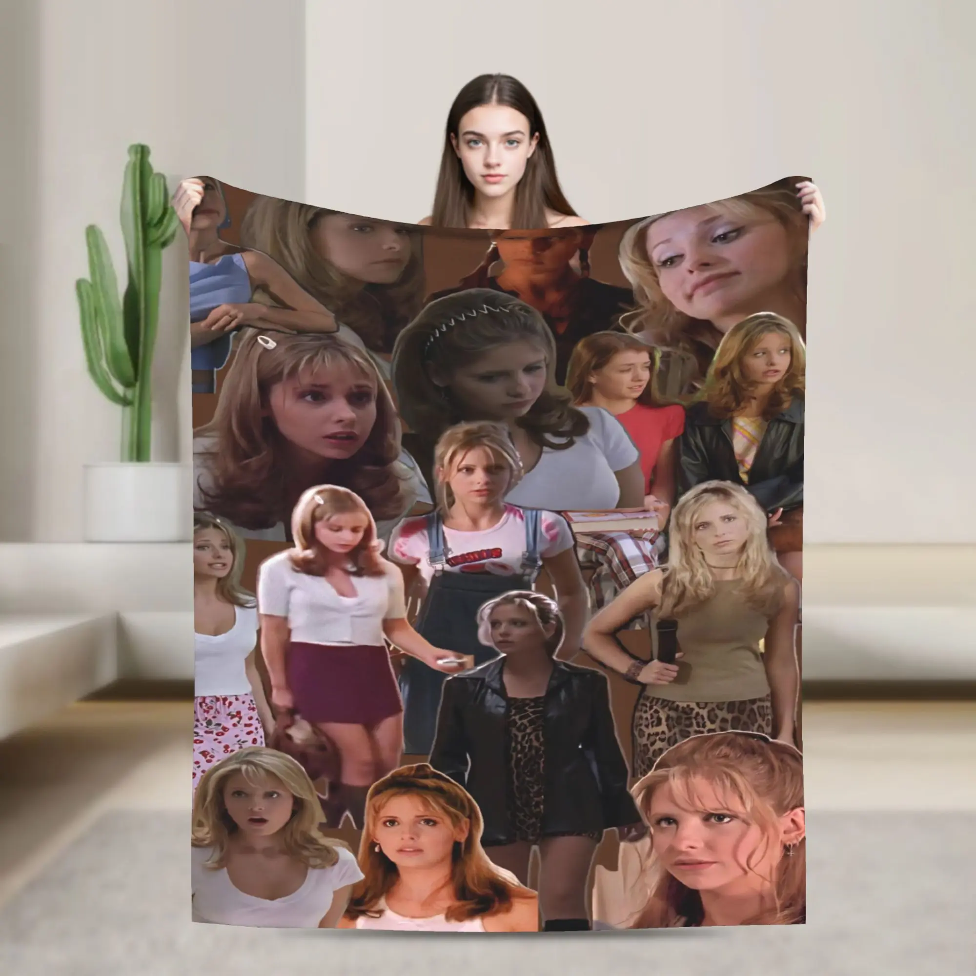 Buffy the Vampire Slayer Blankets Horror Movie Flannel Vintage Warm Throw Blanket for Chair Covering Sofa Spring/Autumn