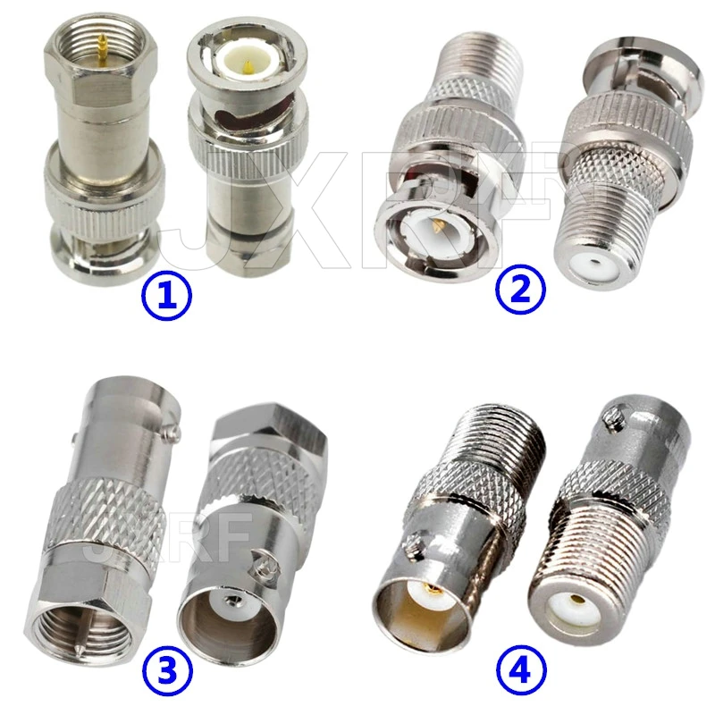 JX Connector 2PCS BNC Male female to F Male female RF Coaxial Adapter Connector