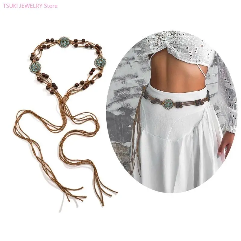 

62KE Fringe Waist Jewelry Trendy Waist Accessory Alloy Material Fringe Waist Belt