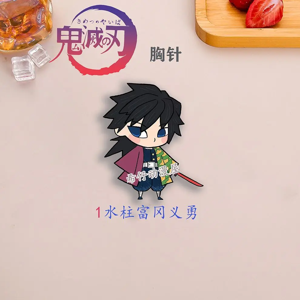 9PCS Kimetsu no Yaiba Kamado Tanjirō 배지 애니메이션 귀여운 브로치 옷깃 핀 DIY 배낭 모자 의류 액세서리 Collectible Gifts
