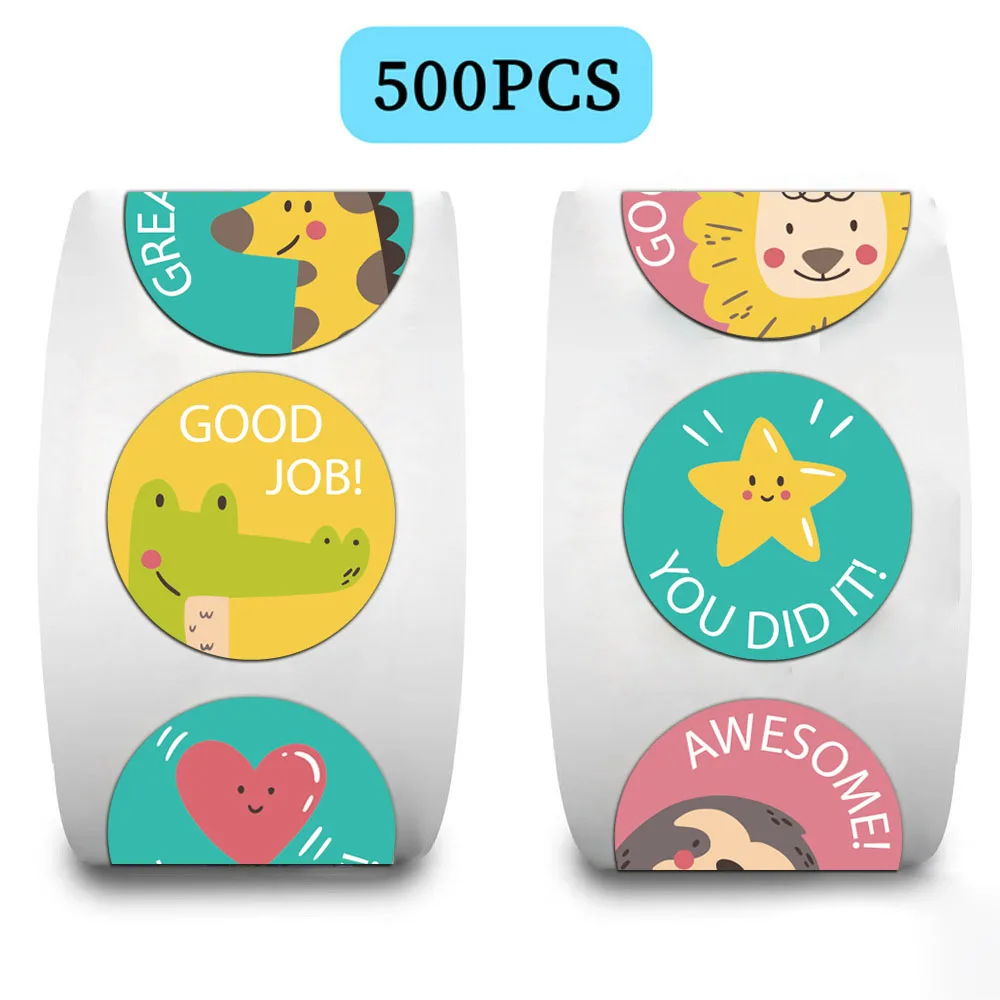 500PCSins Inspirational Cartoon Cute Animal Adhesive Sticker Stationery Sealing Label