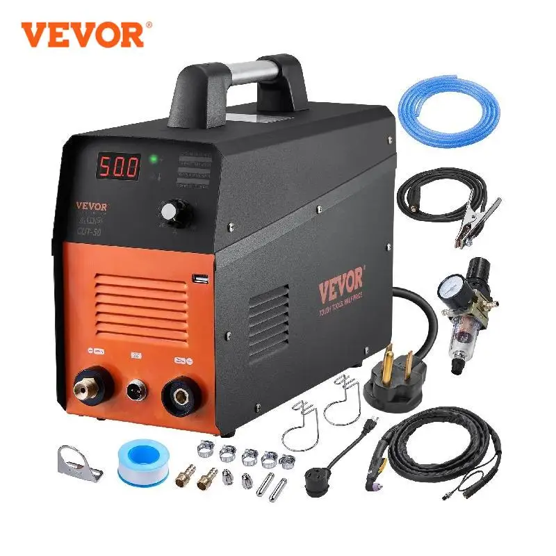 VEVOR Plasma Cutter 50Amp Air Cutting Machine with Plasma Torch Dual Voltage Inverter Metal Cutting Equipment for Aluminum Steel