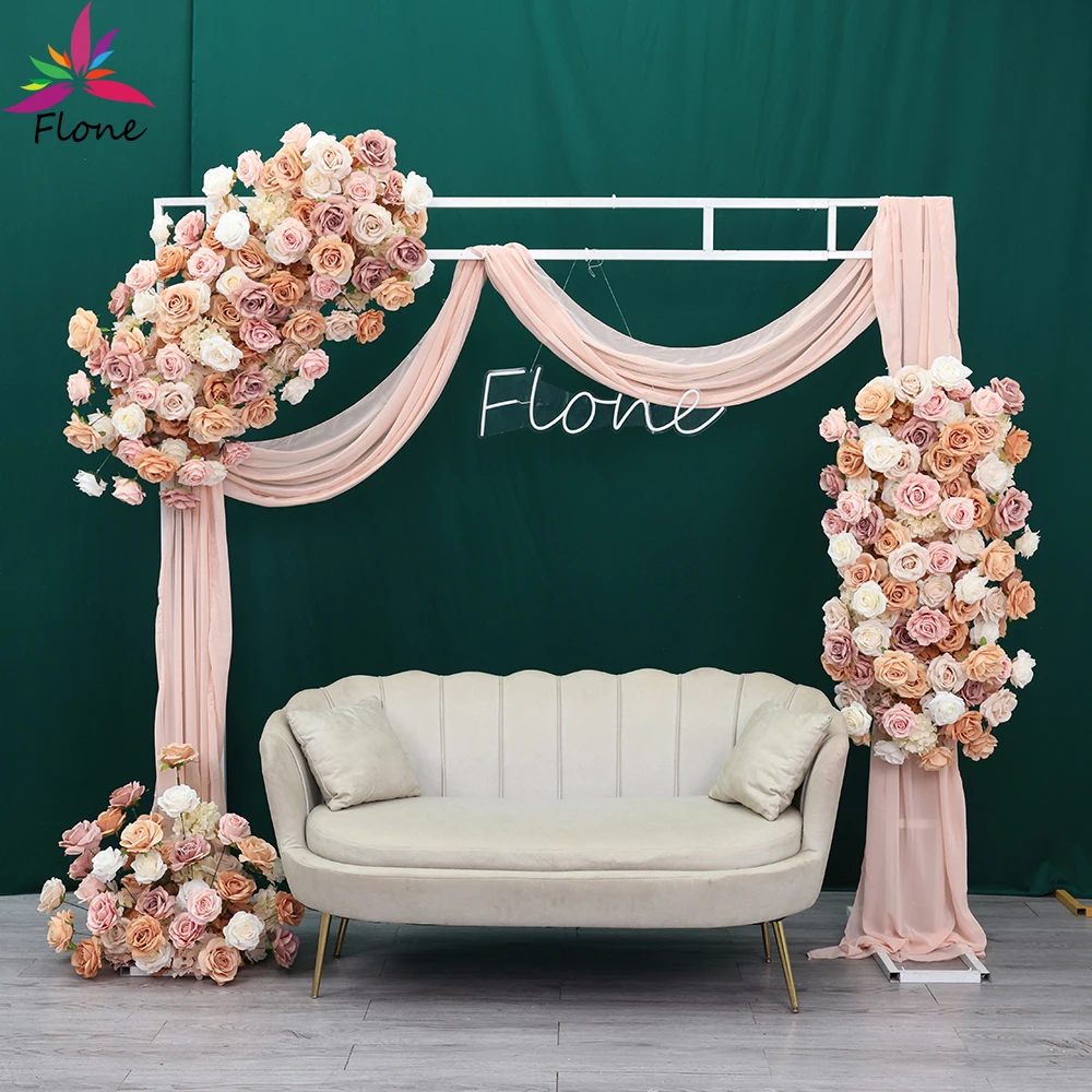 

Kunstbloemen Wedding Decoration High Quality Fake Artificial Floral Arrangements H3.4x1.8ft Pink Champegne Flower Runners HY2286