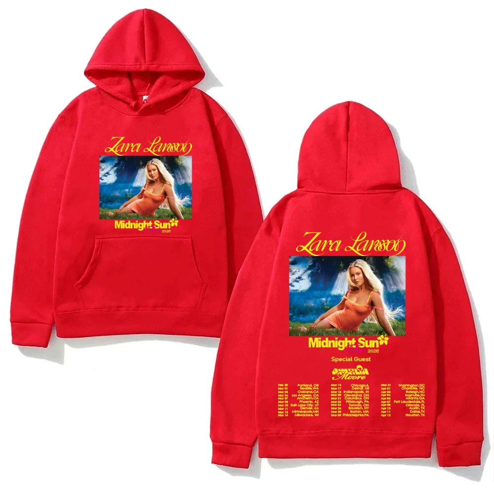 Zara Larsson-Midnight Sun 2026 Hooded With Pocket Fleece Comfortable Sweatshirt Clothes Moletom Vintage High Quality Pullovers