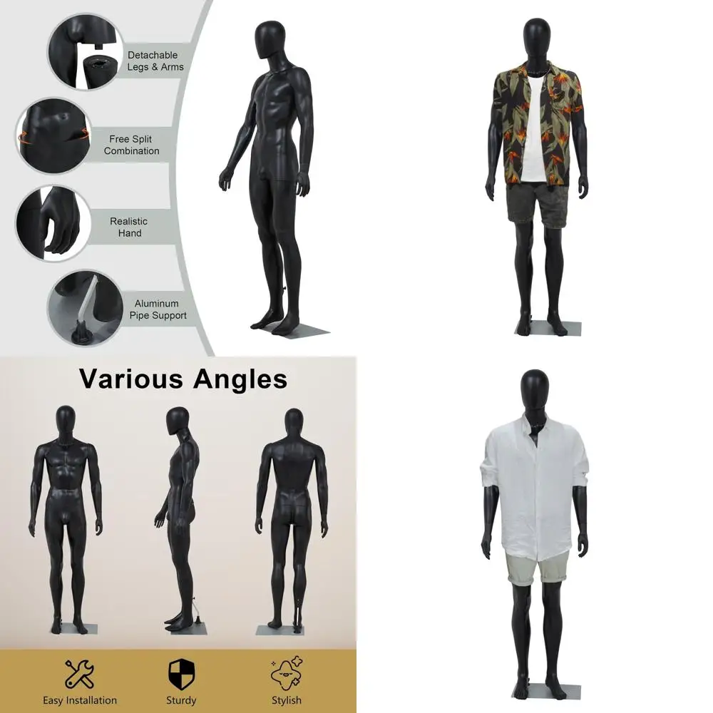 

Adjustable 72.8 Male Mannequin with Detachable Body and Metal Base for Retail, Design, Tailoring