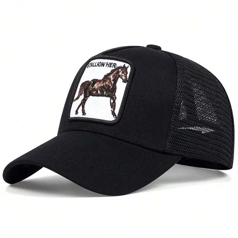 Unisex Horse Stallion Her Embroidery Embroidery Baseball Net Caps Spring and Summer Outdoor Adjustable Casual Hats Sunscreen Hat