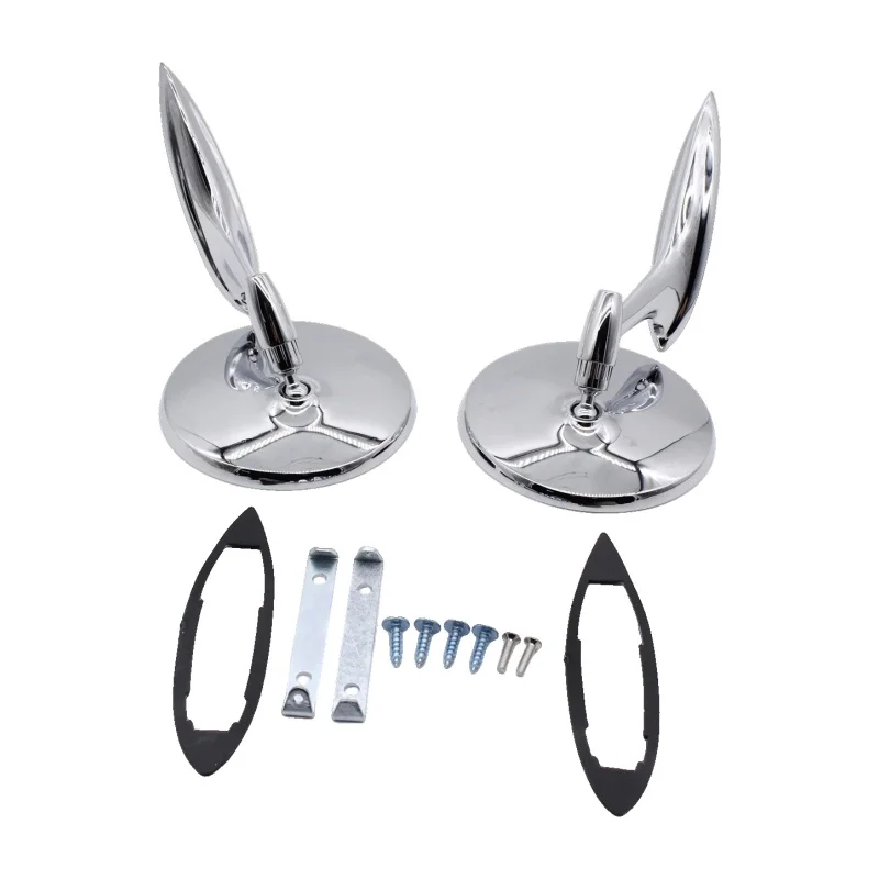 

1963 1964 1965 Chevy Chevelle Impala Nova Replacement Outside Rearview Mirrors Pair Direct Fit Ribbed Base Design Auto Parts