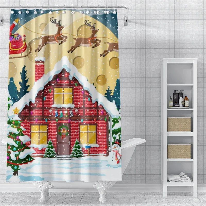 

FWM05Декор дома занавески для душа для ванной комнаты водонепроницаемая занавеска ткань современный скандинавский стиль гостиная с Рождеством 6Hn$