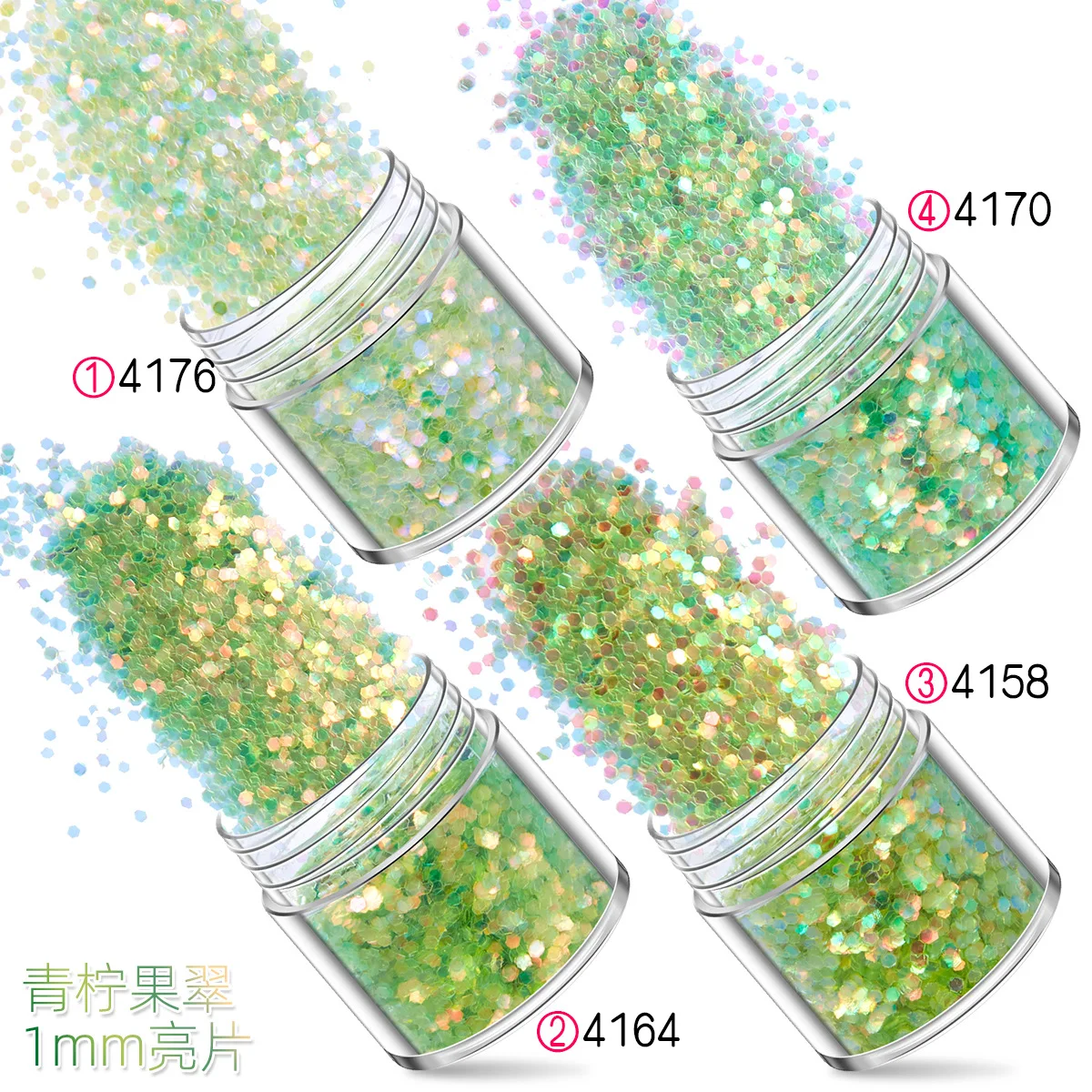 Groene stijl ultradunne nagelverbetering glitter DIY lijm druppelfestival decoratieve paillettenfragmenten