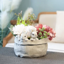 House Studio Decorative Succulent Rabbit Garden Pots Bunny Flower Pots Planter Pots Home Office Desk Decor Easter Gift Planter