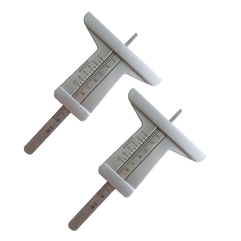 2X Car Tire Pattern Measuring Ruler Mini Stainless Steel Inspection Ruler Pattern Depth Inspection Vernier Caliper Tools