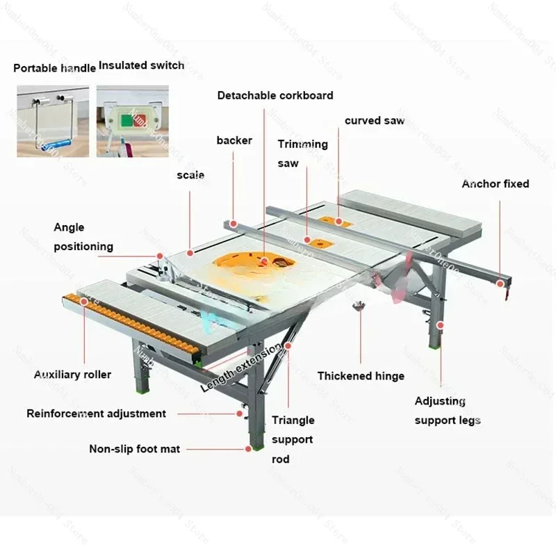 Woodworking Table Saw Portable Folding Workbench 6 in 1 Manual Tool for Carpentry Dust-free Push Table Saw 80*120CM 120*150CM