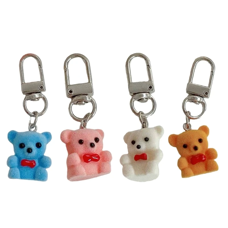 Multipurpose Flocking Lovely Bear Hanging Ornament Fashion Accessory for Bags and Keys Decoration Stylish Outfits