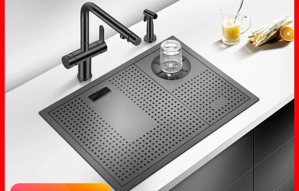 The product can be customized. Black Nano Cup Washer Sink High Pressure Stainless Steel
