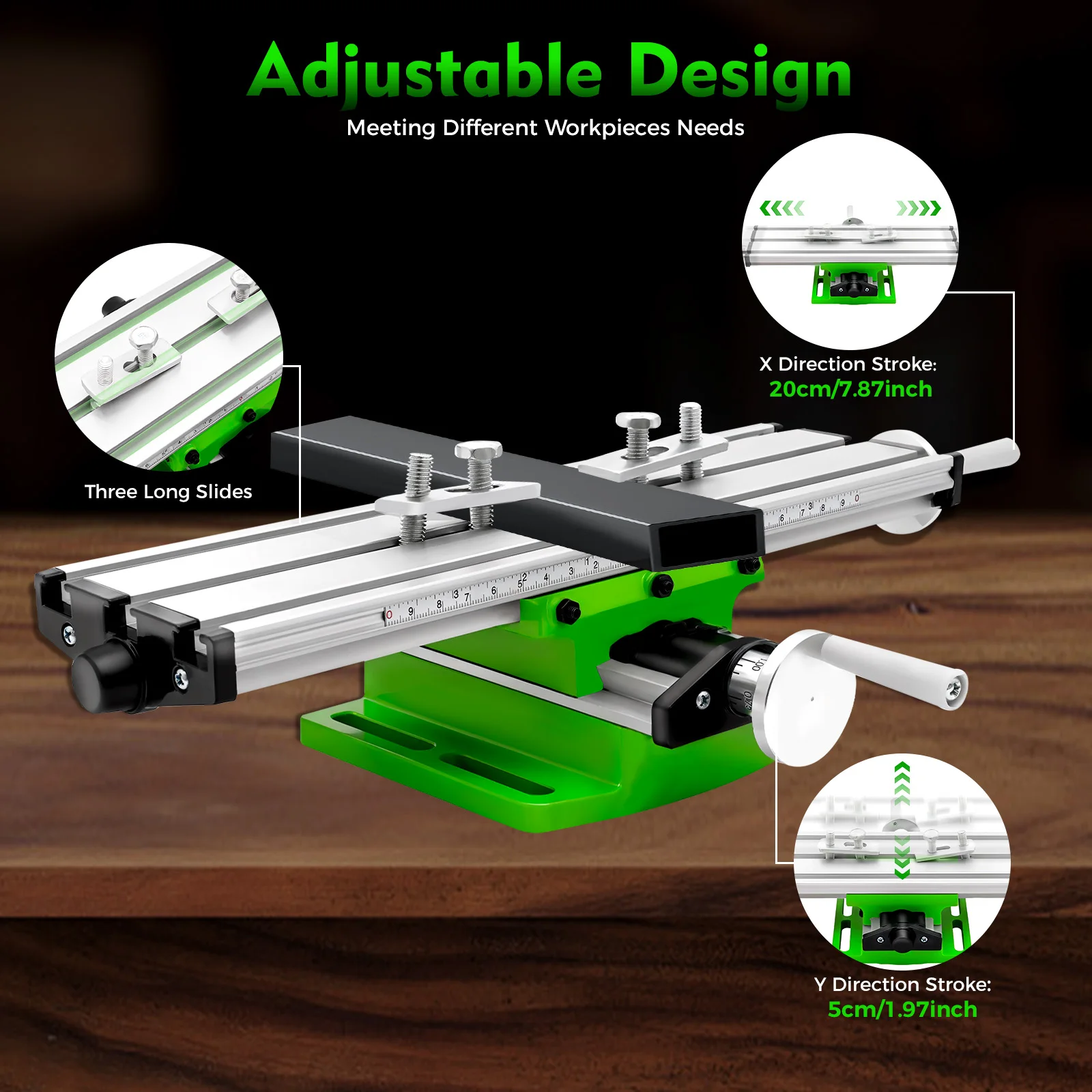 2-Axis Cross Table Milling Table with 20 cm X Axis 5 cm Y Axis Coordinate Table Milling Stand for Mini Table Electric Drill Hold