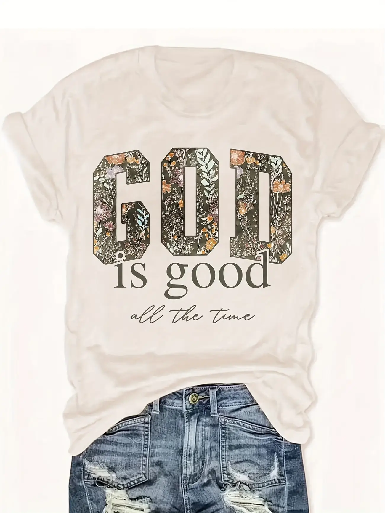 

Plus Size Women's Short Sleeve T-Shirt God Is Good All The Time soft and comfortable fabric summer outfits women's clothing