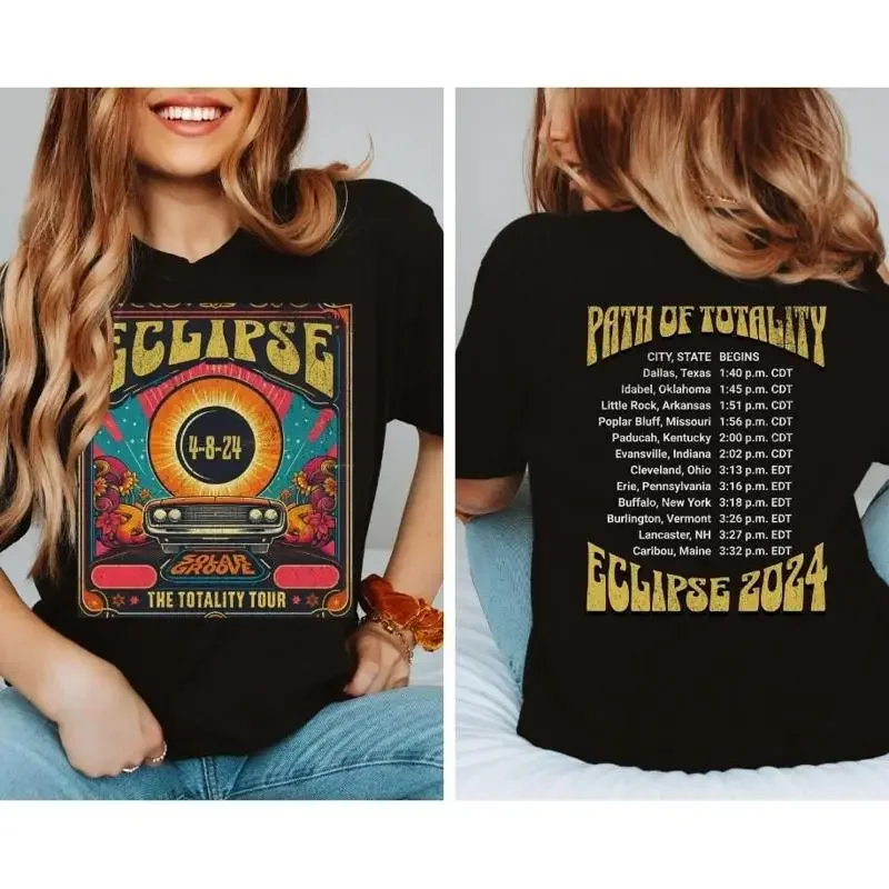 Solar Eclipse Retro Style T shirt April 18 2024