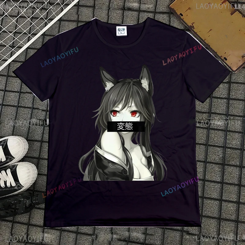 Japan Cartoon Anime Fox Girl - Cute Hentai Girl T Shirt Harajuku Vintage Otaku Unisex  Casual Graphic T-shirts Summer Cool Tops