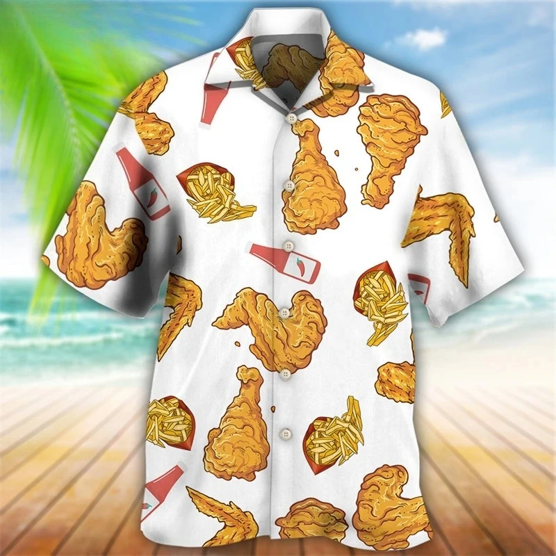 Najnowsze, przewiewne koszulki męskie z nadrukiem 3D, modne i stylowe, z motywem kurczaka, hawajskie topy plażowe z krótkim rękawem, letnie bluzki.