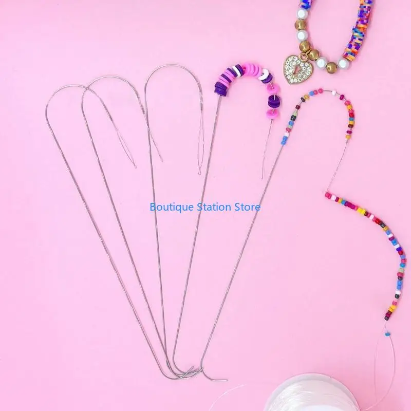 Y55F 4 قطع كبيرة العين الديكور إبرة إبرة الخياطة المعدنية حبة الأرز خيوط إبرة