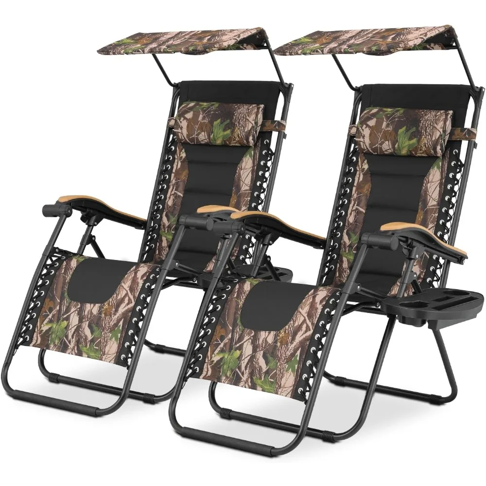 

Zero Gravity Chair with Canopy Set of 2, Reclining Outdoor Patio Lounge Chair, Folding Anti Gravity Recliner