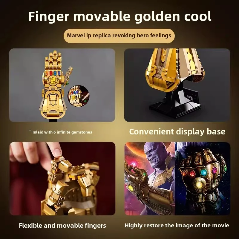 Compatible set Infinity Gauntlet Fit Building Blocks Thanos Gauntlet Glove with Infinity Stones Bricks Toys for Boys Gifts