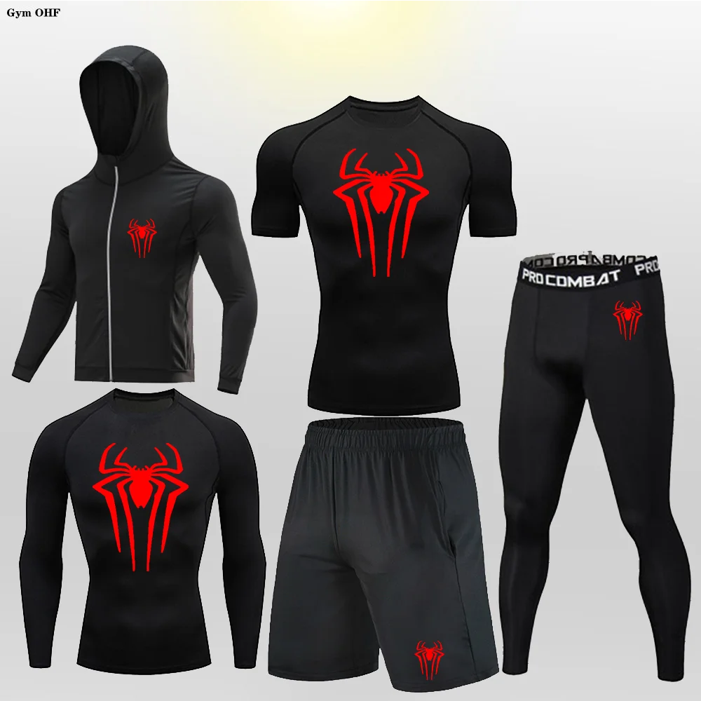 Trajes de entrenamiento deportivo para hombre, camiseta de compresión Spi/-Der, pantalones, traje deportivo para hombre, gimnasio, correr, Fitness,