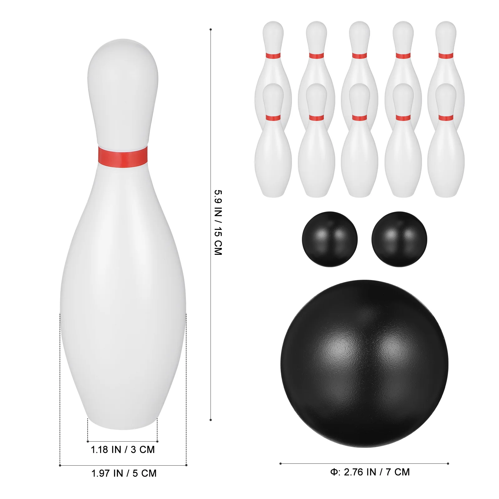 15CM Bowling Toy Set Kids Sports Game Preschool Black Plastic Outdoor Indoor Play Hand Eye Coordination Skill Building Toy