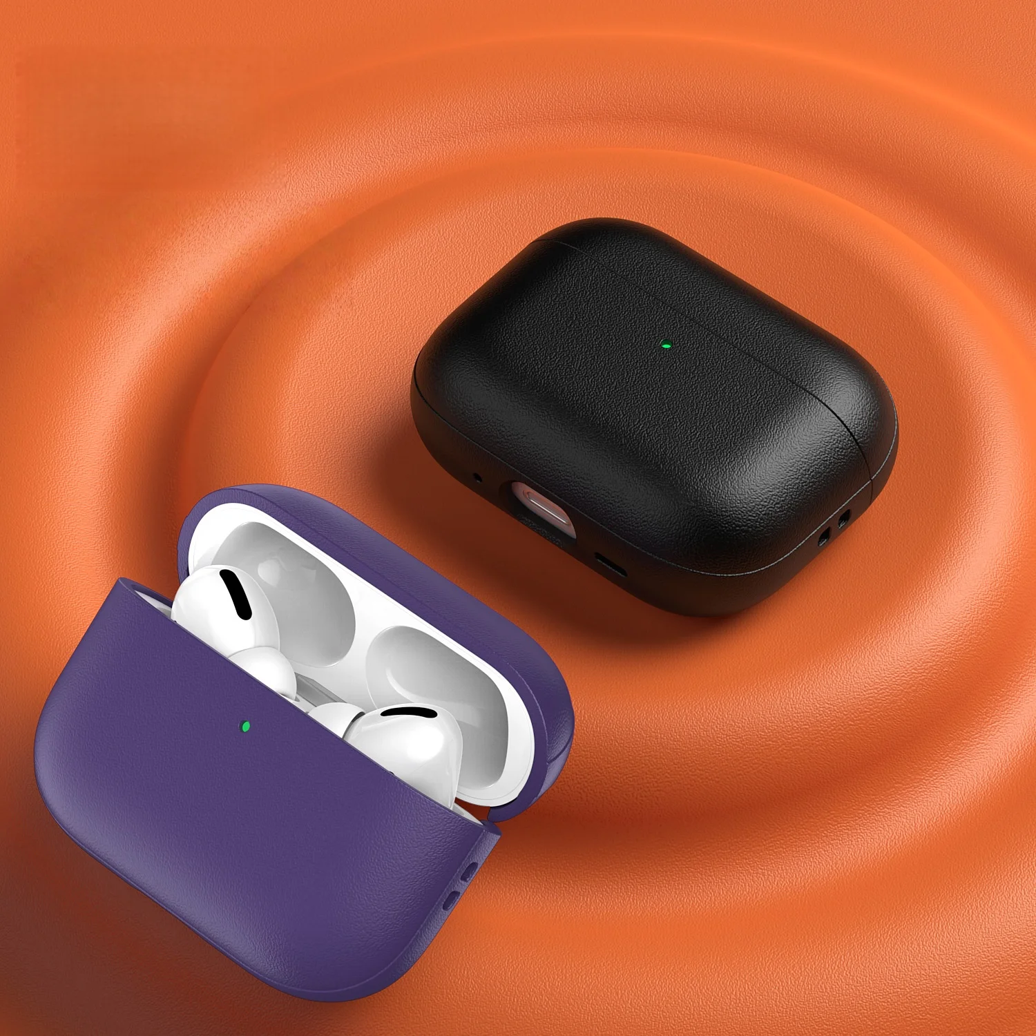 Lederstruktur für Airpods Pro 3, weiche TPU-Schutzhülle, stoßfest, stoßfest, mit Umhängeband und Reinigungsset für Airpods Pro 3