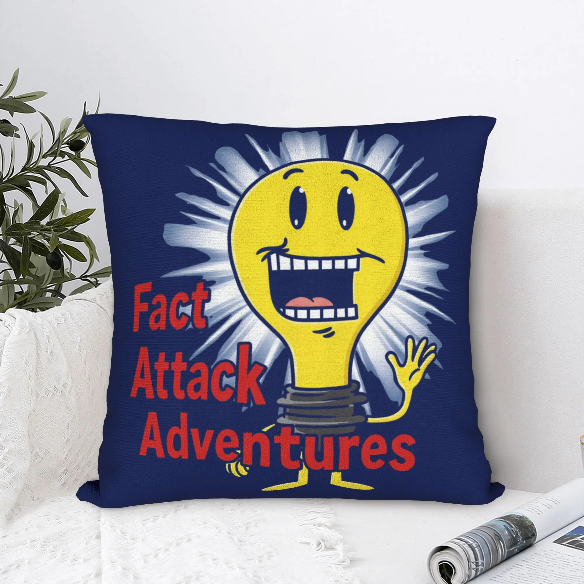 Light Bulb Fact Attack Adventures  Pillow Case  Comfy Pillow Cover For Sofa Bedroom Home Decor Funny Pillowcases