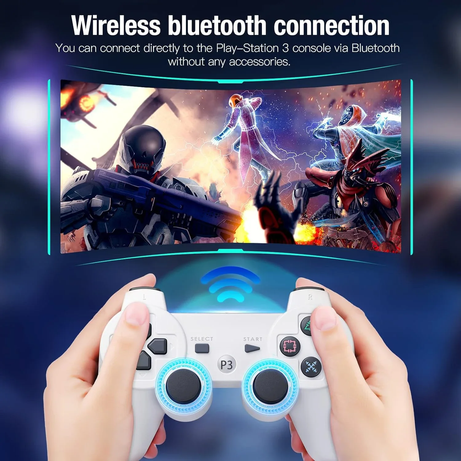 GAMINJA-وحدة تحكم لوحة ألعاب لاسلكية ، بلوتوث ، دعم محطة اللعب 3 ، وحدة تحكم عصا التحكم ، لوحة ألعاب للتحكم عن بعد قابلة لإعادة الشحن