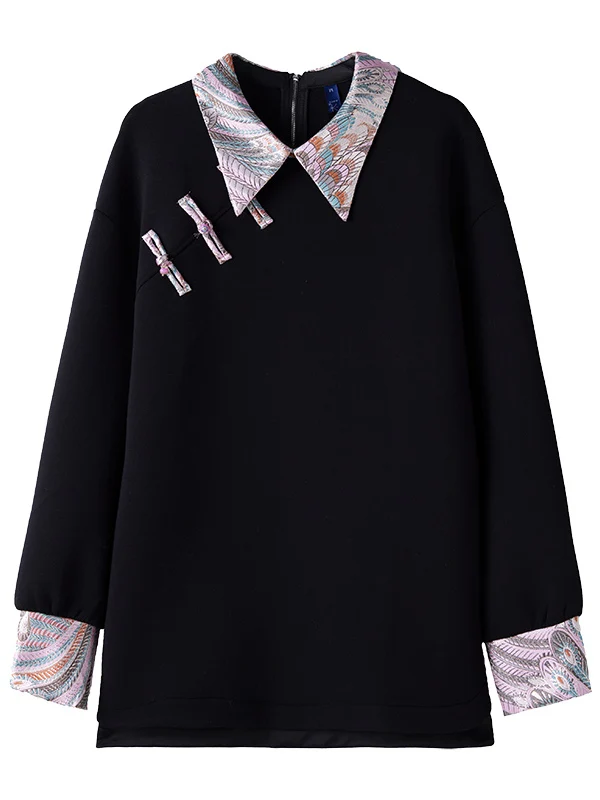 Thiened Fce Hoodie Women's Loose Fit Casual Vintage Patchwork Knitwear Winter New Sle Large Size Fem Top