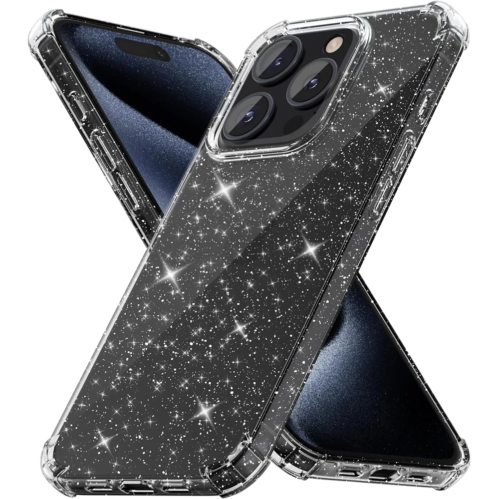 Glitzernde klare Hülle für iPhone 15 Pro Max 14 Plus 13 Mini 12 11 X XS XR SE 2022 2020 transparente Silikon-Telefonabdeckung Zubehör