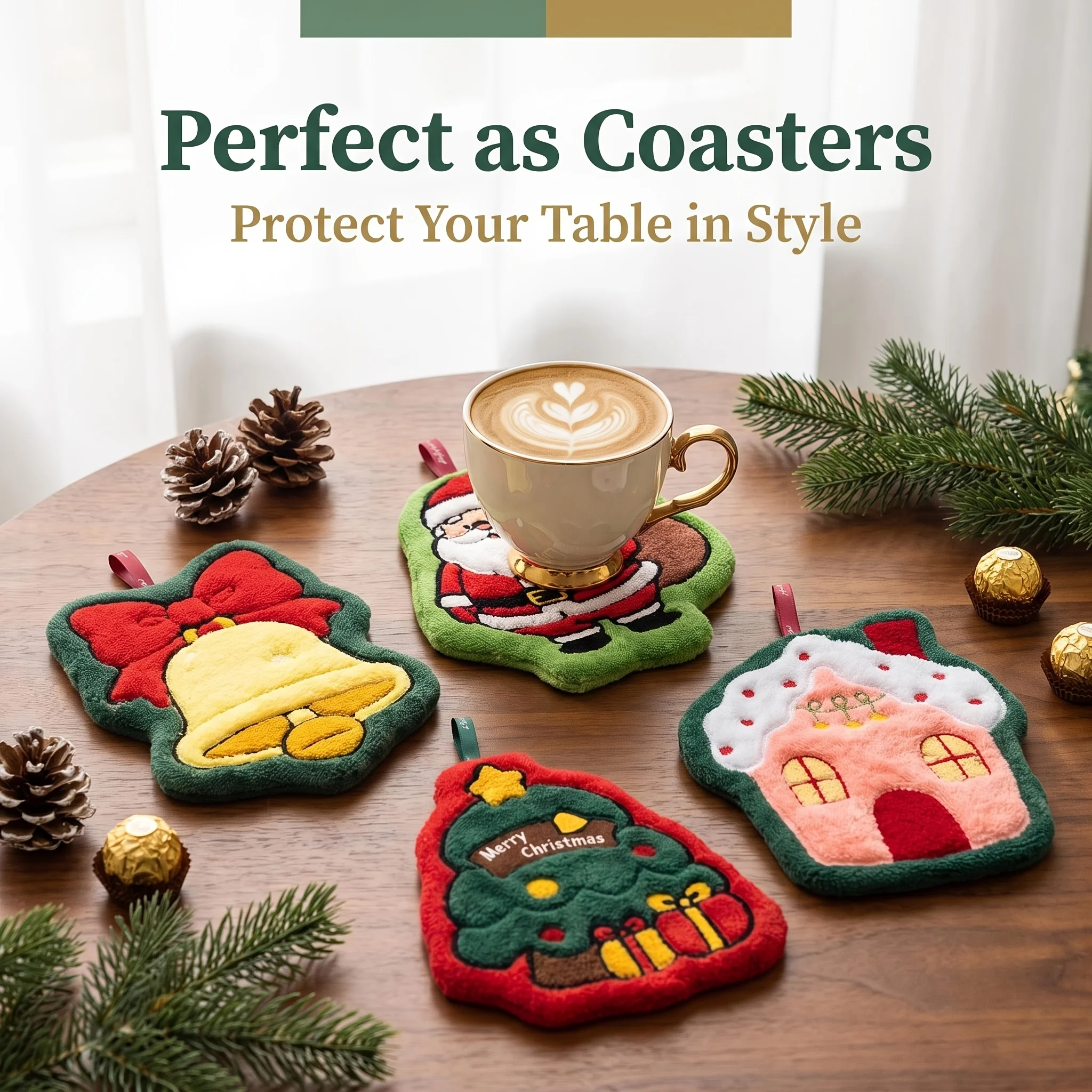 4/2 Pieces of Randomly Assorted Styles Christmas Bathroom Hand Towels Christmas Home Decoration Series Cute Bathroom Towel Decoration Hangings Christmas Gifts with Hanging Design Super Absorbent Fingertip Towels Hallow