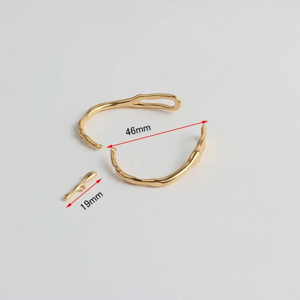 18K Gold-plated Real Gold Irregular Bracelet Branch Half Bracelet OT Buckle DIY Bracelet Material Accessories Work in Progress