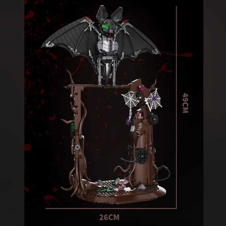 Bloc de construction de chauve-souris mécanique Cool, modèle 3D, Puzzle Animal, briques assemblées, jouet pour enfants, cadeau de noël DK7058