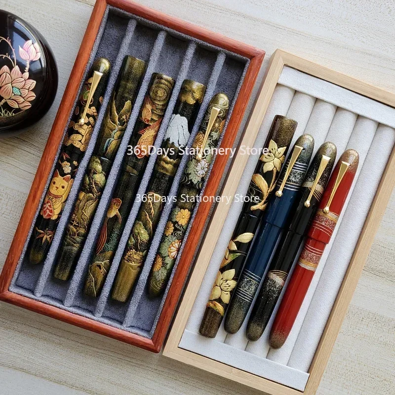 

SELMY Exquisite Chinese Retro Traditional National Style Hand-painted Raw Lacquer Meat High-maki Painted Lacquer Fountain Pen