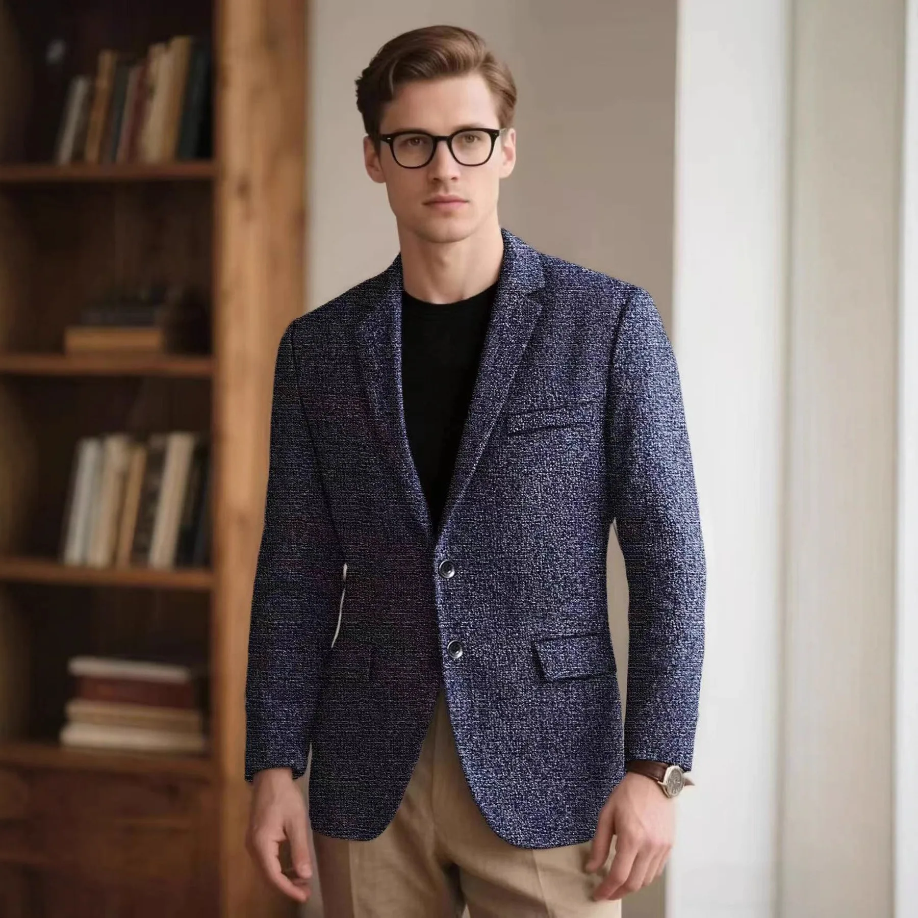 

Мужской облегающий тонкий модный универсальный однотонный зеленый пиджак, легкий костюм из полиэстера