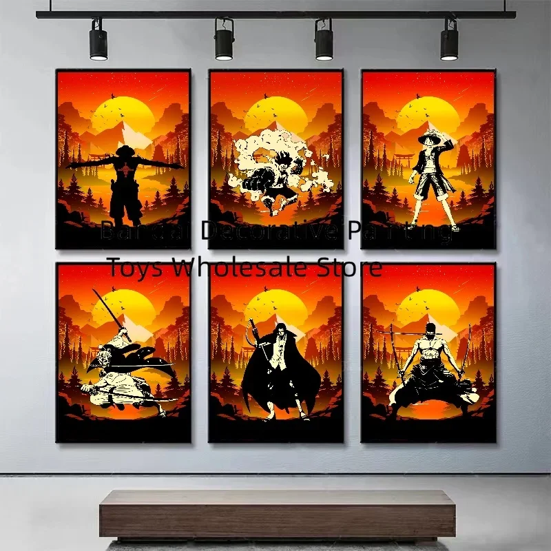 Anime Peripherals One Piece Poster Wall Art Luffy Straw Prints Cartoon Canvas Painting Room Home Decor Bedroom No Frame Picture