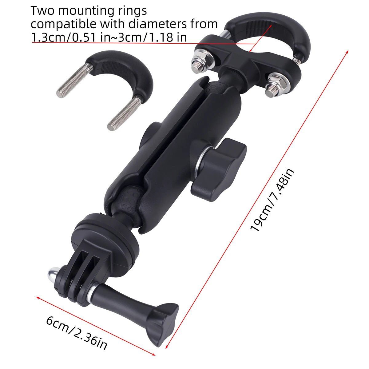 Motorcycle&Bike Handlebar Mount Bracket Action Camera Holder for GoPro Hero 12 11 10 9 8 Insta360 X4 X3 DJI Osmo Action Camera