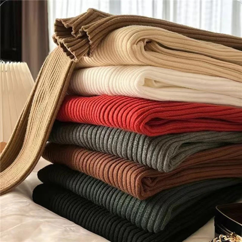 Turtleneck Sweater Women Long Sleeve, Casual Slim Pullover Korean Fashion Simple Chic Clothes Elegant Solid Basic Knitted Tops