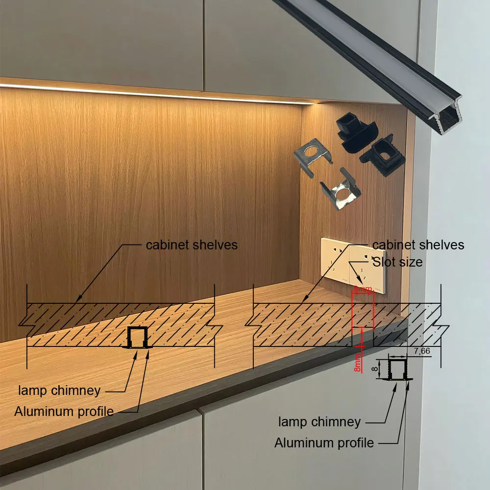 8*9mm 1 szt. 0,5m LED profil aluminiowy pasek świetlny zapewnia jakość oświetlenia dla Twojych szafek szafki szafki na wino regały