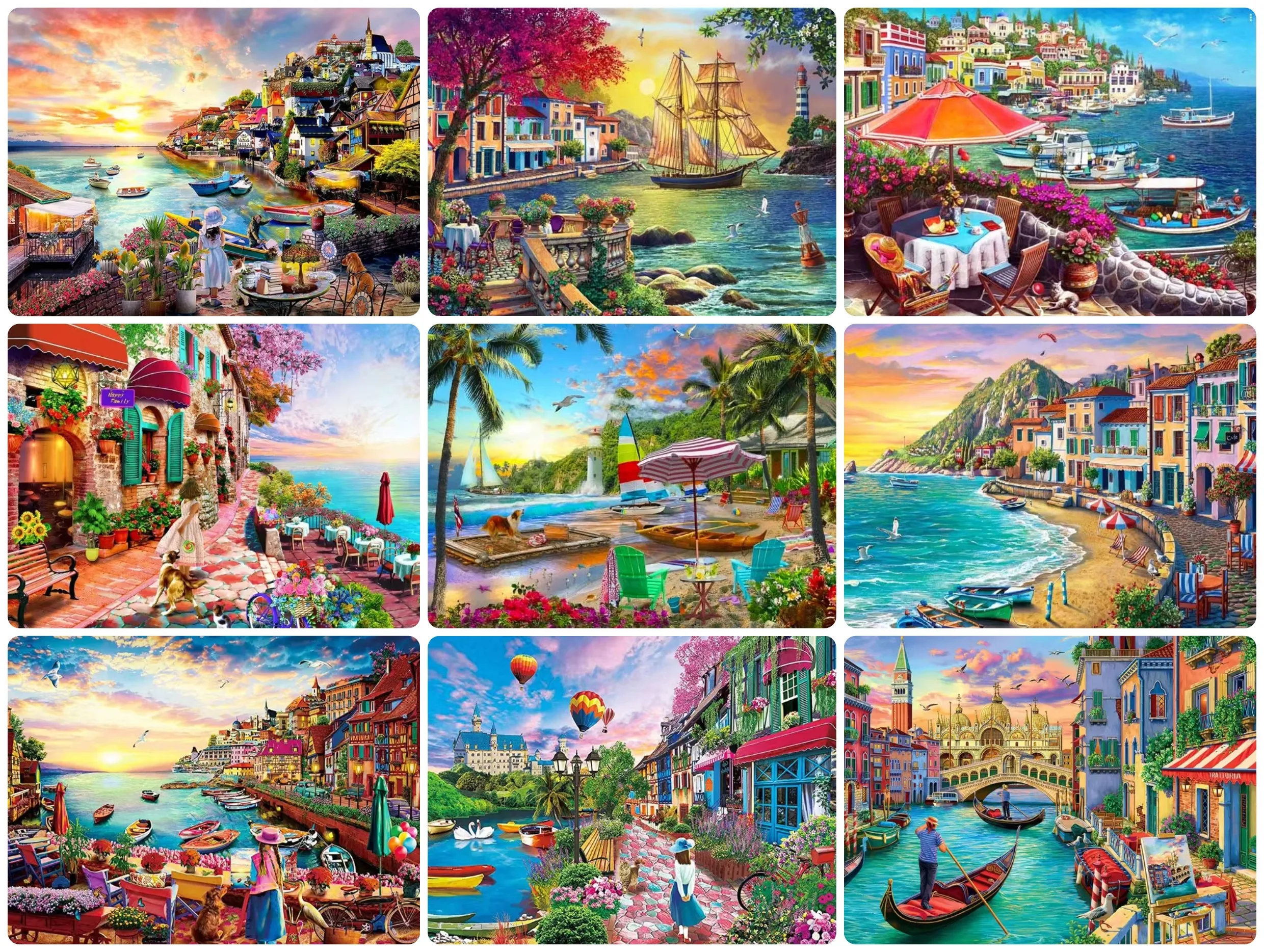 

Puzzles for Adults House Sea Scenery, Jigsaw Puzzles Educational Games Colorful Puzzles Gifts Home Decor