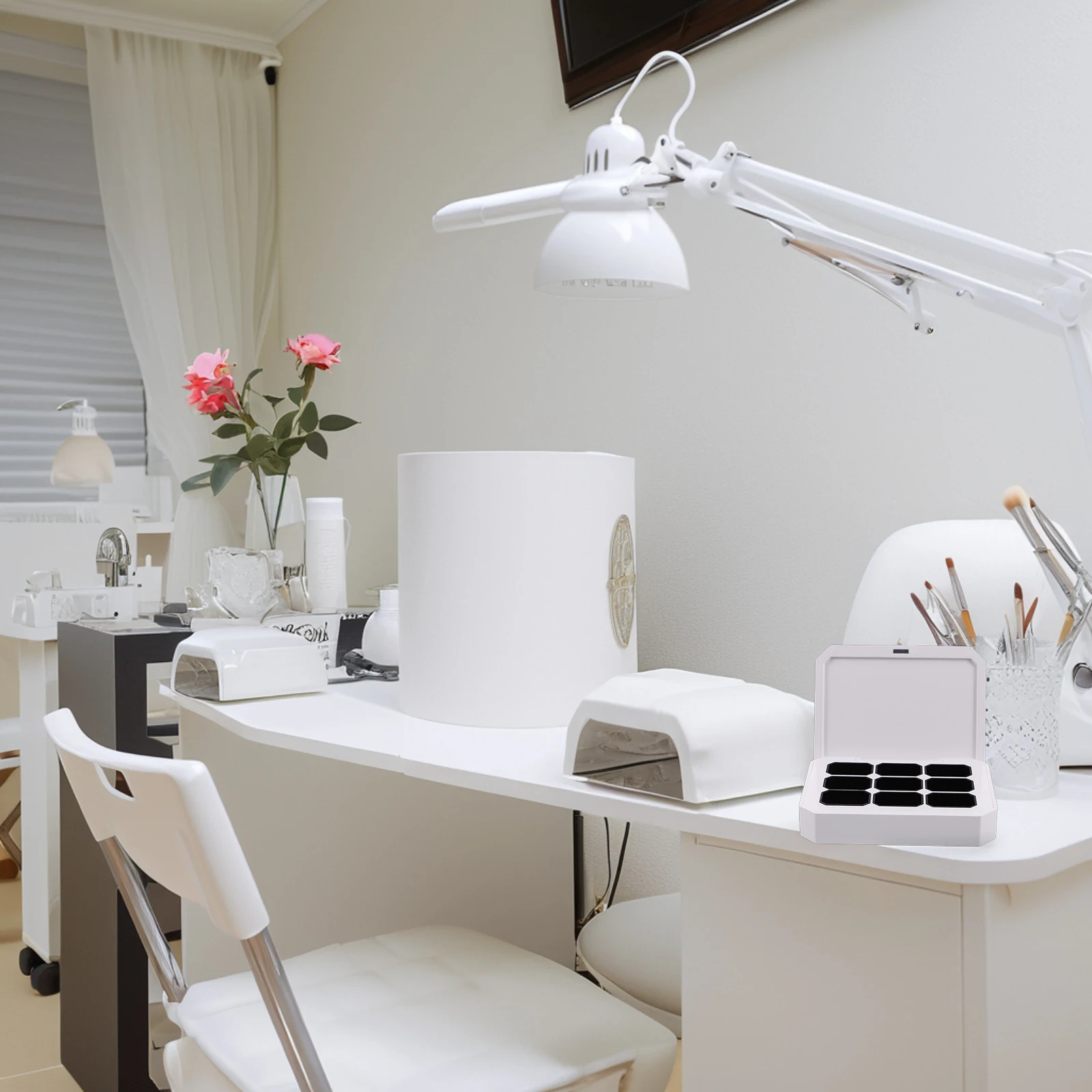 

Nail Polish Palette Compact Container Storage Case for Gel Eyeshadow Organizer Box Paint Tray Multifunctional Use Portable Small