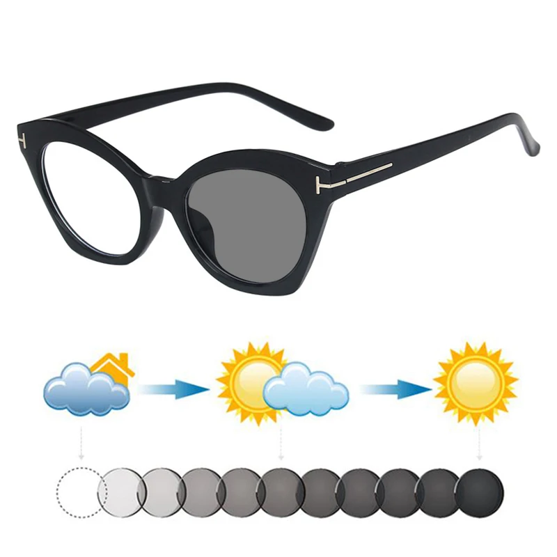 

Модные ретро заклепки «кошачий глаз», женские фотохромные солнцезащитные очки для чтения, женские очки для дальнозоркости, темные очки, УФ-вождение