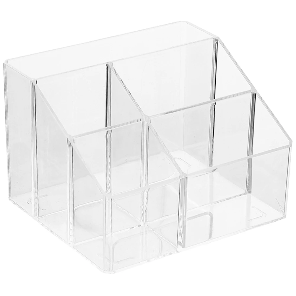 Multi-Compartment Desktop Organizer Sturdy Transparent Makeup Box Storage Case Pen Holder Table Organizer for Home