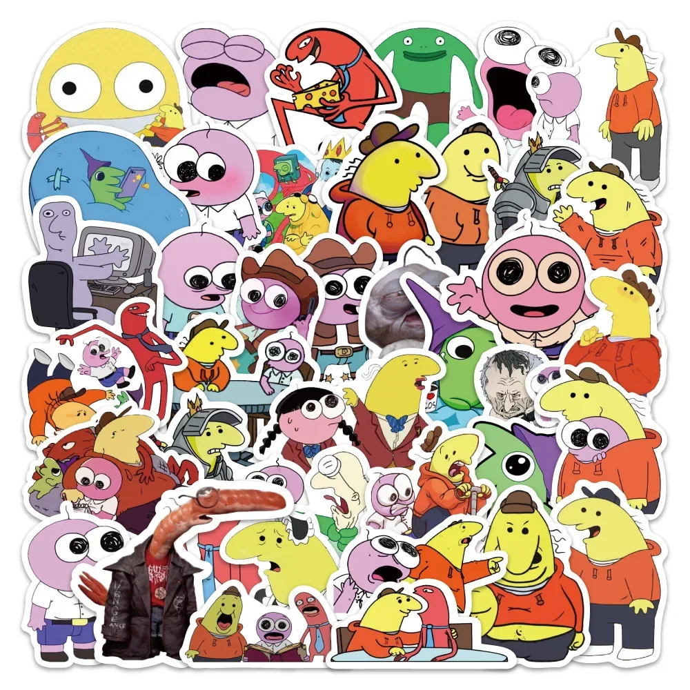 10/54PCS Cartoon Smiling Friends Comedy Animation Sticker DIY Decoration Waterproof Skateboard Notebook Graffiti Toys Gifts